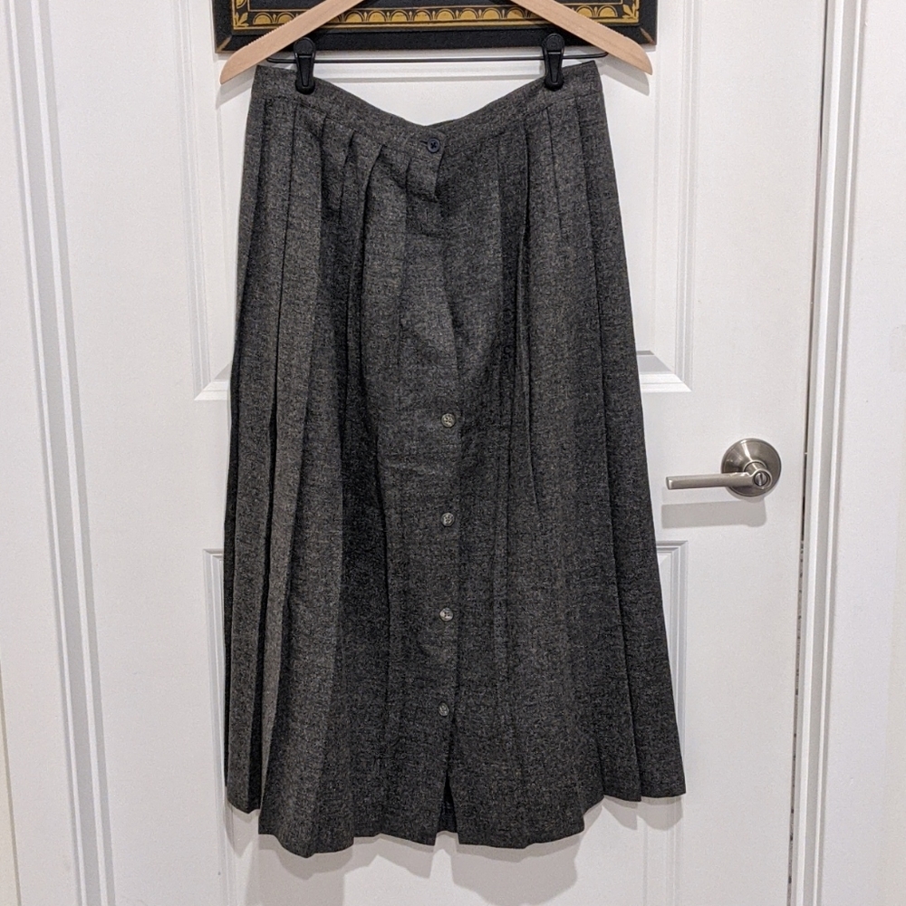 Vintage 100% Wool Pleated Skirt